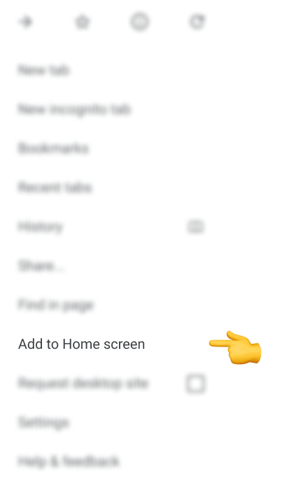 Android-Browsermenü mit dem Eintrag Add to Home screen